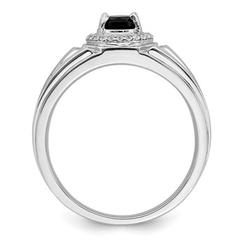 IB Goodman 14k 7x5mm Oval Onyx and 1/8 carat Diamond Halo Mens Ring — alternate view