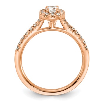14k Rose Gold 1/2 carat Lab Grown Diamond VS/SI+ G+ Round Complete Halo Engagement Ring — alternate view