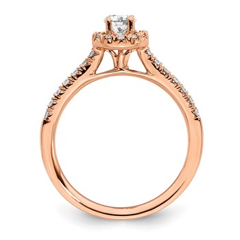 14k Rose Gold 3/4 carat Lab Grown Diamond VS/SI+ G+ Round Complete Halo Engagement Ring — alternate view