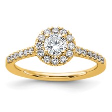 Image of 14k 3/4 carat Lab Grown Diamond VS/SI+ G+ Round Complete Halo Engagement Ring