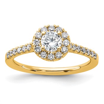 14k 3/4 carat Lab Grown Diamond VS/SI+ G+ Round Complete Halo Engagement Ring