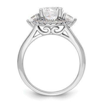 14k White Gold 1/2 carat Lab Grown Diamond VS/SI+ G+ 1 1/2 carat Center Round Semi Mount Three Stone Engagement Ring — alternate view