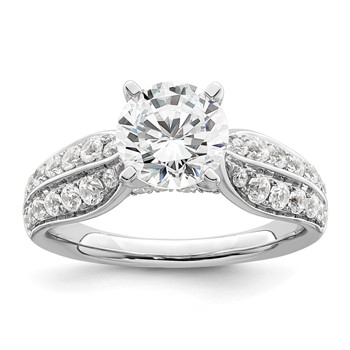 14k White Gold 5/8 carat Lab Grown Diamond VS/SI+ G+ 1 1/2 carat Center Round Semi Mount Shared Prong Engagement Ring