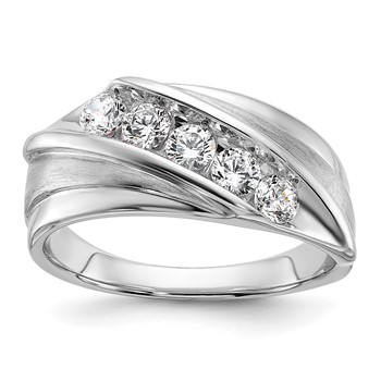 IBGoodman 10k White Gold 3/4 carat Lab Grown Diamond VS/SI+ G+ Five Stone Complete Men's Ring