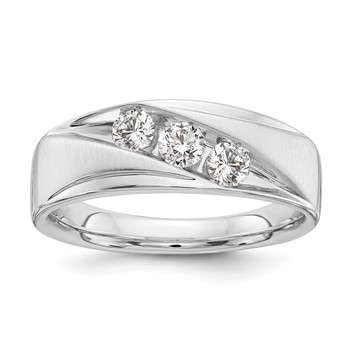 IBGoodman 14k 5/8 carat White Gold Lab Grown Diamond VS/SI+ G+ Three Stone Complete Men's Ring