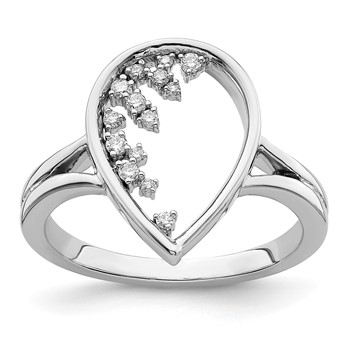14k White Gold Polished 1/8 carat Diamond Teardrop Ring