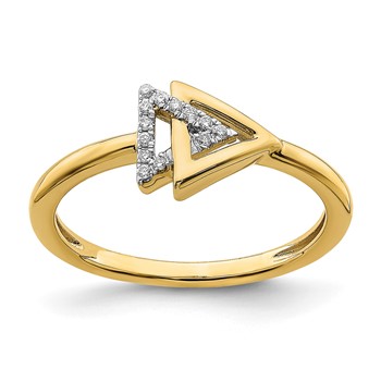 14k Polished 1/20 carat Diamond Double Triangle Ring