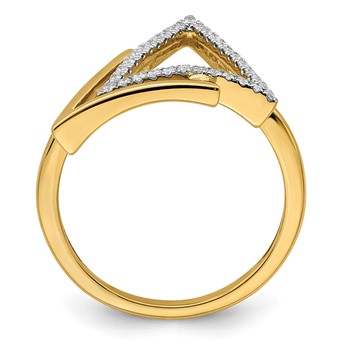 14k Polished 1/6 carat Diamond Double Triangle Ring — alternate view