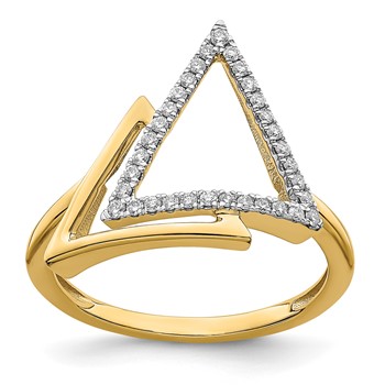 14k Polished 1/6 carat Diamond Double Triangle Ring