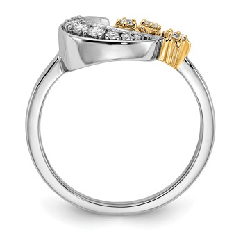 14k Two-tone 1/5 carat Diamond Moon with Three Stars Ring — alternate view