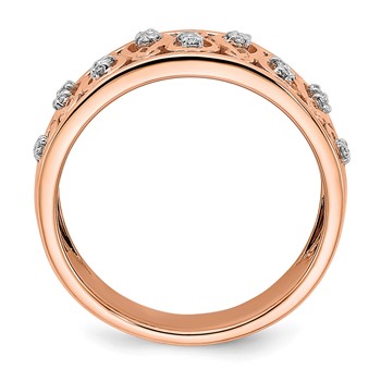 14k Rose Gold Polished 1/6 carat Diamond Fancy Filigree Band — alternate view