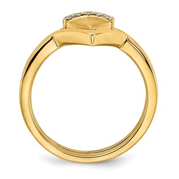 14k Satin and Polished 1/20 carat Diamond Double Triangle Ring — alternate view