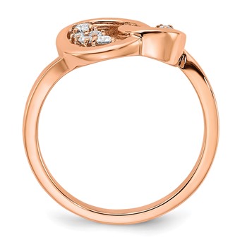 14k Rose Gold Polished 1/6 carat Diamond Double Circle Ring — alternate view