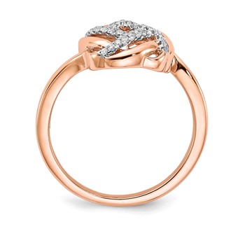 14k Rose Gold Polished 1/8 carat Diamond Love Knot Ring — alternate view