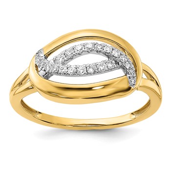 14k Polished 1/6 carat Diamond Oval Ring