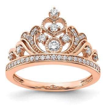 14k Rose Gold Polished 3/8 carat Diamond Tiara Ring