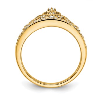 14k Yellow Gold Polished Diamond Tiara Ring — alternate view