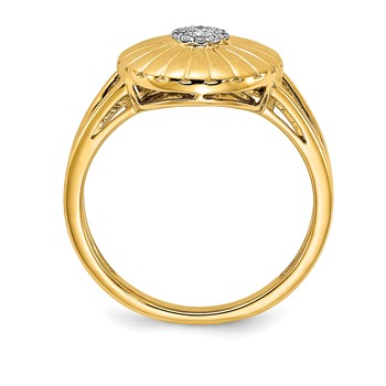 14k Satin 1/15 carat Diamond Flower Ring — alternate view