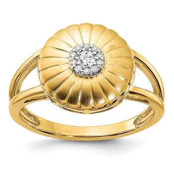 14k Satin 1/15 carat Diamond Flower Ring