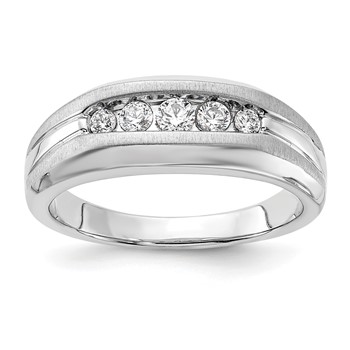 IBGoodman 14k White Gold 1/3 carat Lab Grown Diamond VS/SI+ G+ Five Stone Complete Men's Ring