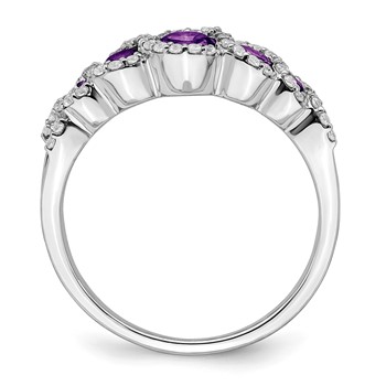 14k Yellow Gold Amethyst and Diamond Ring — alternate view