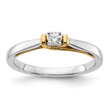 14k Two-tone 1/8 carat Lab Grown Diamond VS/SI+ G+ Complete Petite Engagement Ring