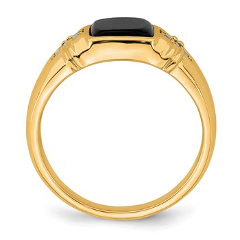 14k Yellow Onyx and Diamond Mens Ring — alternate view