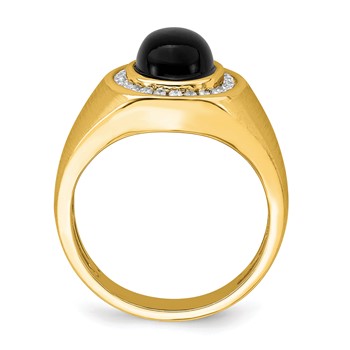 IBGoodman 14k 1/4 carat Lab Grown Diamond VS/SI+ G+ and Oval Onyx Men's Ring — alternate view