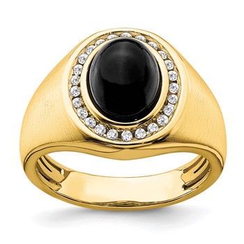 IBGoodman 14k 1/4 carat Lab Grown Diamond VS/SI+ G+ and Oval Onyx Men's Ring