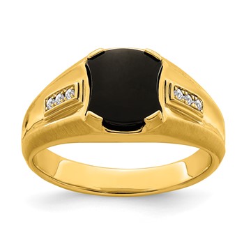 IB Goodman 14k 8mm Octagon Onyx and 1/20 carat Diamond Mens Ring