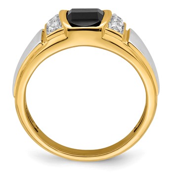 IB Goodman 14k Two-tone 9x7mm Barrel Onyx and 1/5 carat Diamond Mens Ring — alternate view