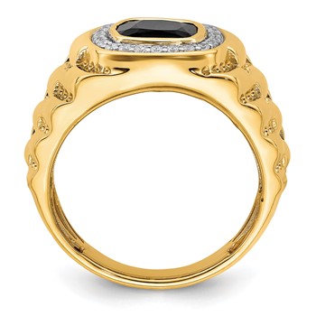 IBGoodman 14k 1/4 carat Lab Grown Diamond VS/SI+ G+ and Onyx Textured Men's Ring — alternate view