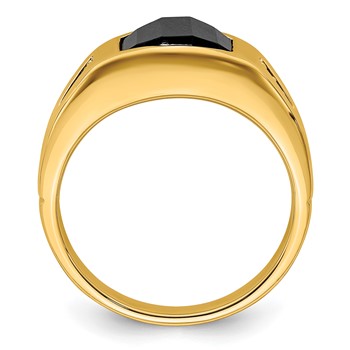 IB Goodman 14k 10x8mm Barrel Onyx and 1/20 carat Diamond Mens Ring — alternate view