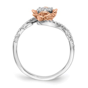 14k Two-Tone Rose and White Gold 1/4 carat Lab Grown Diamond VS/SI+ G+ Complete Flower Ring — alternate view
