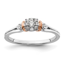 Image of 14k Two Tone Rose and White Gold 1/6 carat Lab Grown Diamond VS/SI+ G+ Petite Engagement Ring