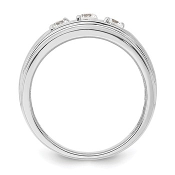 14K White 3-Stone Complete Diamond Men's Ring — alternate view