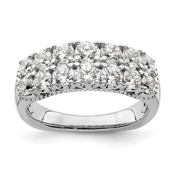 14k White Gold 1 5/8 carat Lab Grown Diamond VS/SI+ G+ Complete Double Row Fashion Band