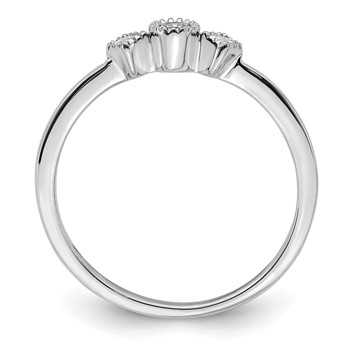 14k White Gold Beaded Edge Petite 3-Stone 1/10 carat Round/Princess Diamond Complete Promise/Engagement Ring — alternate view
