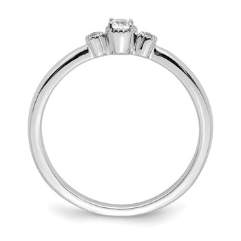 14k White Gold Beaded Edge Petite 3-Stone 1/15 carat Round Diamond Complete Promise/Engagement Ring — alternate view