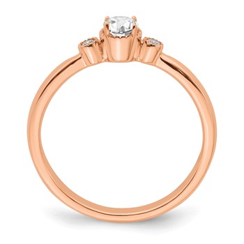 14k Rose Gold Beaded Edge Petite 3-Stone 1/4 carat Round Diamond Complete Promise/Engagement Ring — alternate view