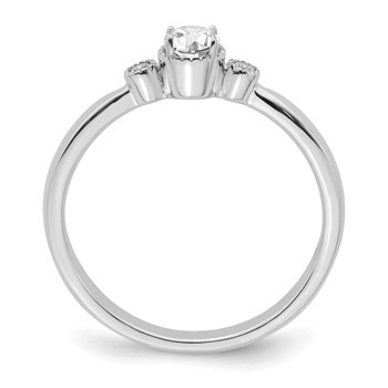 14k White Gold Beaded Edge Petite 3-Stone 1/4 carat Round Diamond Complete Promise/Engagement Ring — alternate view