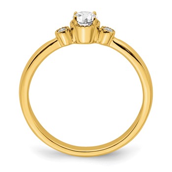 14k Beaded Edge Petite 3-Stone 1/4 carat Round Diamond Complete Promise/Engagement Ring — alternate view