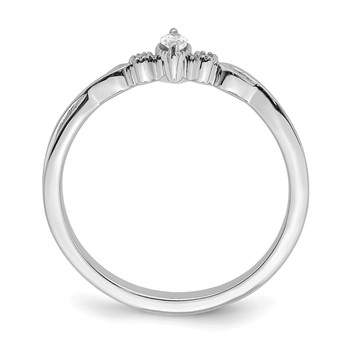 14k White Gold Beaded Edge Petite 3-Stone 1/15 carat Marquise Diamond Complete Promise/Engagement Ring — alternate view
