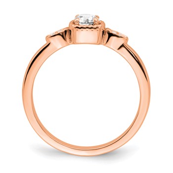 14k Rose Gold Rope Edge Petite 1/4 carat Round Diamond Complete Promise/Engagement Ring — alternate view