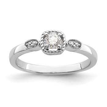 14k White Gold Rope Edge Petite 1/4 carat Round Diamond Complete Promise/Engagement Ring