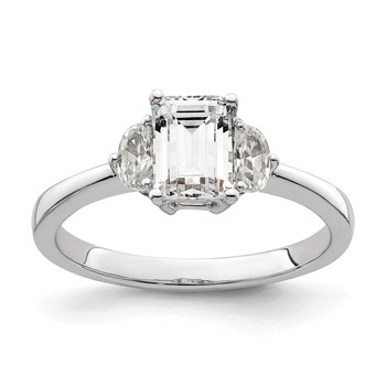 14k White Gold 3 Stone Half Moon/Emerald Mtg Only