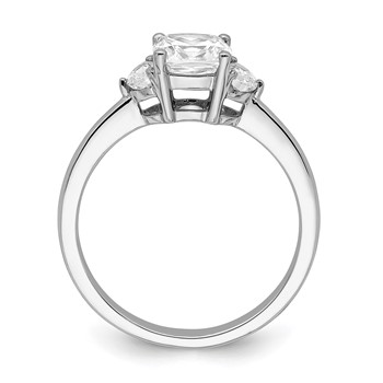 14k White Gold 3 Stone Half Moon/Cushion Semi-Mount Including 2-Half Moon Side Stones Dia Ring — alternate view