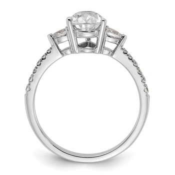 14k White Gold 3 Stone Pear/Pear Center Semi-Mount Including 2-Pear Side Stones Dia Ring — alternate view