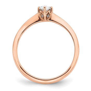 14k Rose Gold (Holds 1/2 carat (6x4mm) Oval) 6-Prong with .01 carat Diamond Leaf Design Semi-Mount Engagement Ring — alternate view