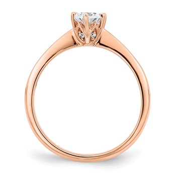 14k Rose Gold (Holds 3/4 carat (6.7x5mm) Oval) 6-Prong with .02 carat Diamond Leaf Design Semi-Mount Engagement Ring — alternate view